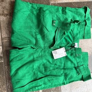 & Other Stories Green Linen Trousers
